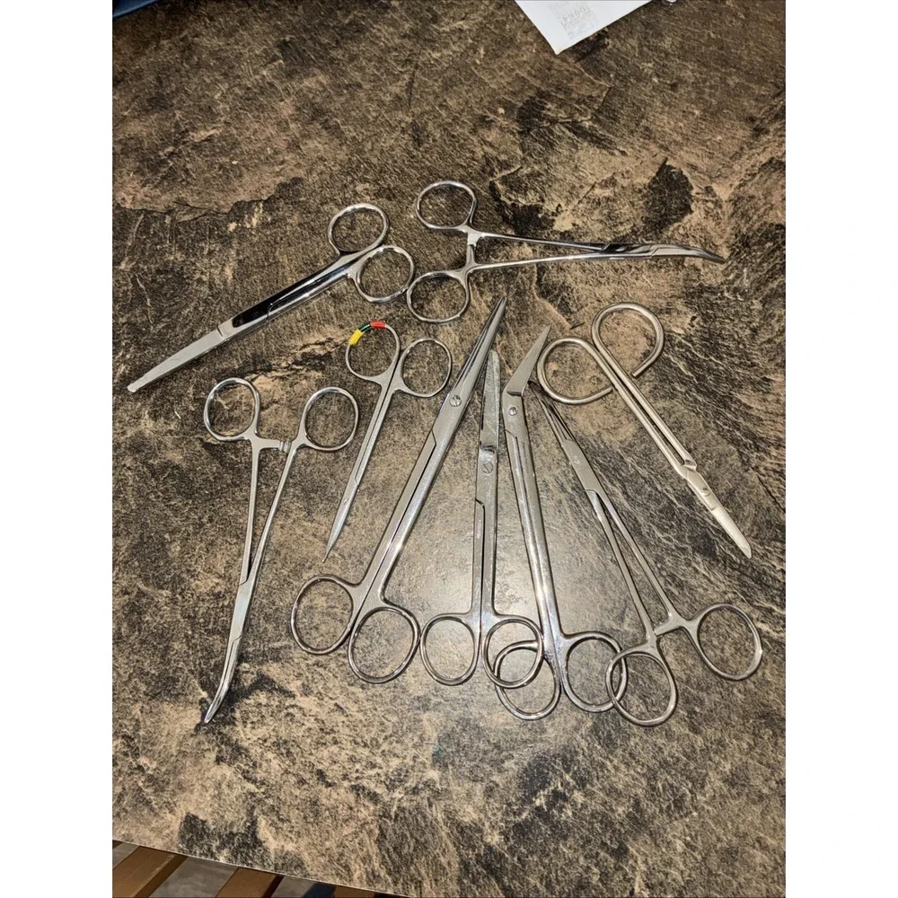 Collection Of 9 Forceps And Scissors Made in Pakistan Stainless Steel